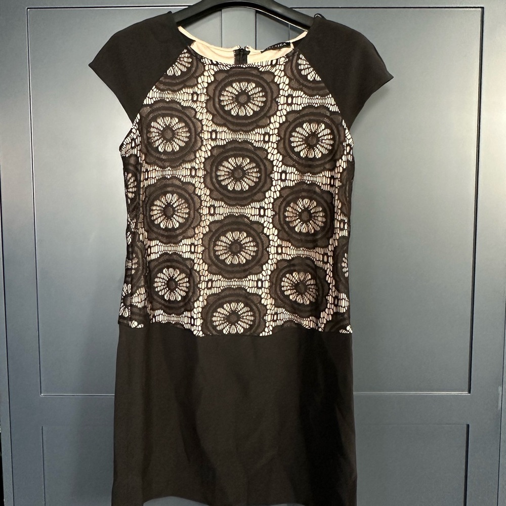 Jessica Black and Cream Patterned Mini Dress
